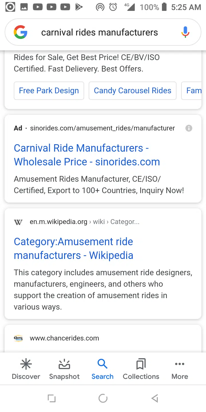 Abbildung 4. Google-Suche nach Hersteller von Fahrgeschäften